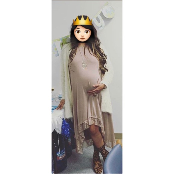 Maternity Pregnancy Gray Long Sleeve Dress - Picture 6 of 7